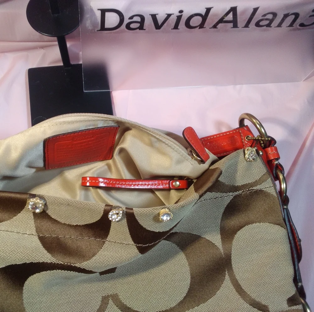 Coach Signature Tote w/Red Strap M0726-11867    Blinged § # - Picture 12 of 13